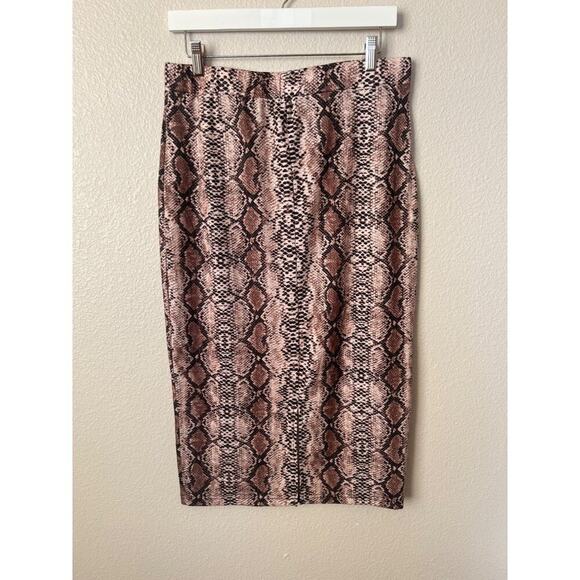 SHEIN PYTHON PRINT KNIT STRETCH PENCIL SKIRT - Picture 1 of 7